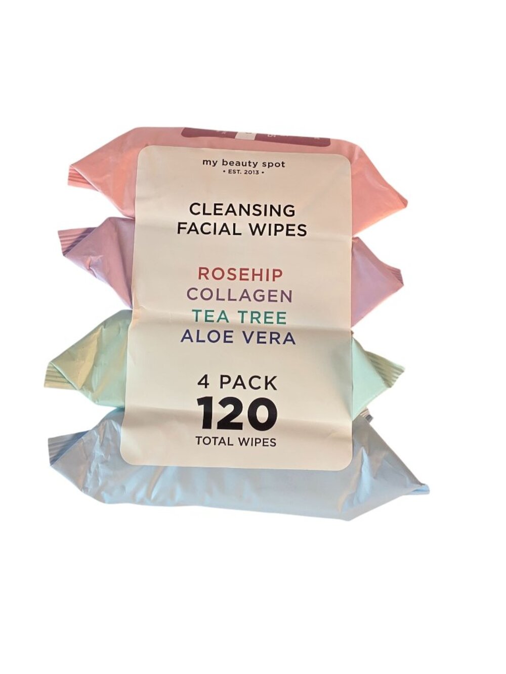 My Beauty Spot Facial Wipes 4 Pack 120 Ct Rosehip Collagen Tea Tree Aloe New